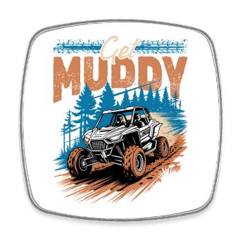 UTV Off Road 4 Wheeler Side by side - Viereckiger Kühlschrankmagnet - Weiß - Vorne