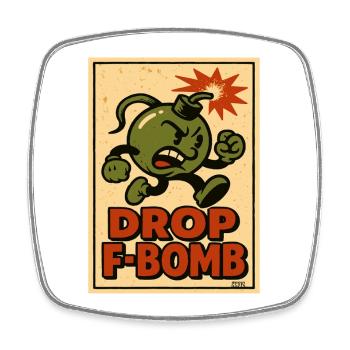 F-Bombe Olive Bomb abwerfen - Viereckiger Kühlschrankmagnet - Weiß - Vorne