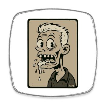 Grotesker Cartoon-Zombie-Sabber - Viereckiger Kühlschrankmagnet - Weiß - Vorne
