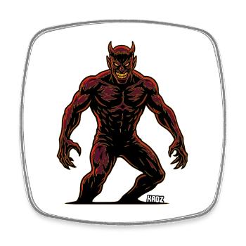 Crimson Demon Silhouette - Square fridge magnet - white - Front