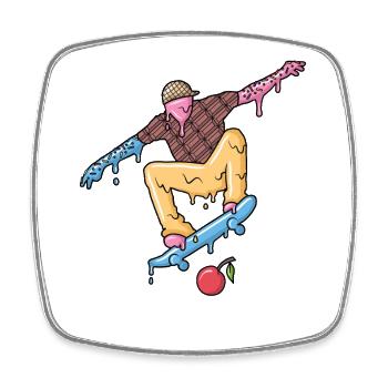 Skaten Eiscreme Skateboarder Skater Skateboard - Viereckiger Kühlschrankmagnet - Weiß - Vorne