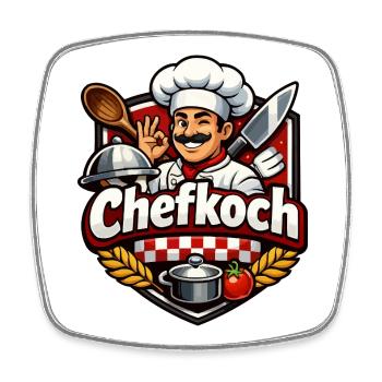 Chefkoch Cartoon Motiv Küchenheld - Viereckiger Kühlschrankmagnet - Weiß - Vorne