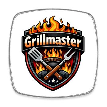 Bouclier des Flammes du Grillmeister - Magnet carré - blanc - Devant