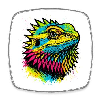 Bartagame Popkunst Bunte Straßenkunst - Viereckiger Kühlschrankmagnet - Weiß - Vorne