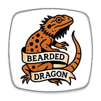 Dragon Barbu Pogona Reptile Illustration - Magnet carré - blanc - Devant