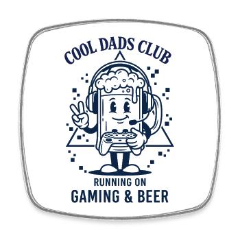 Gamer Dad Shirt Gaming Bier Geschenk Papa - Viereckiger Kühlschrankmagnet - Weiß - Vorne