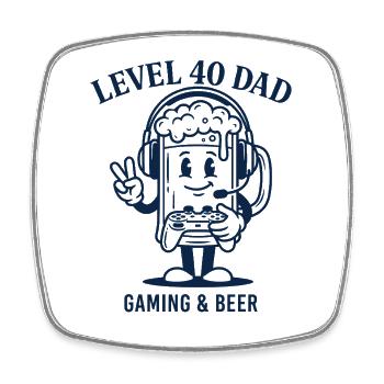 Level 40 Dad Shirt Gaming Birthday Dad - Square fridge magnet - white - Front