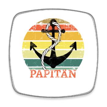 Lustiges Papa T-Shirt mit Anker Motiv zum Vatertag - Viereckiger Kühlschrankmagnet - Weiß - Vorne