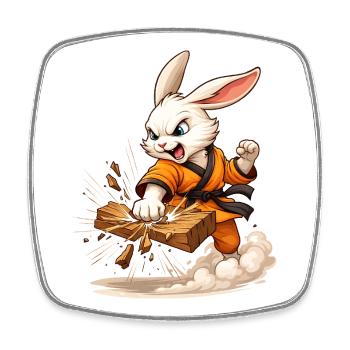 Starkes Motiv mit kämpfendem Hasen im Karate-Stil  - Viereckiger Kühlschrankmagnet - Weiß - Vorne