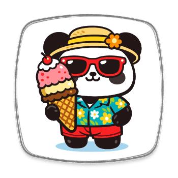 Panda Surf avec Glace - Magnet carré - blanc - Devant