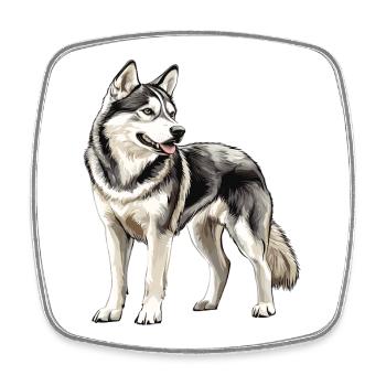 Husky Porträt - Viereckiger Kühlschrankmagnet - Weiß - Vorne