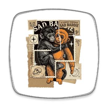 Stamps Baby Monkey Punch - Square fridge magnet - white - Front