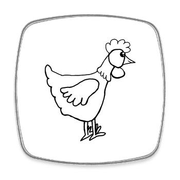 Henne Huhn Hühner  - Viereckiger Kühlschrankmagnet - Weiß - Vorne