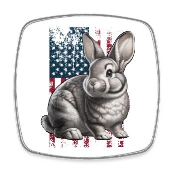 Rabbit - Square fridge magnet - white - Front