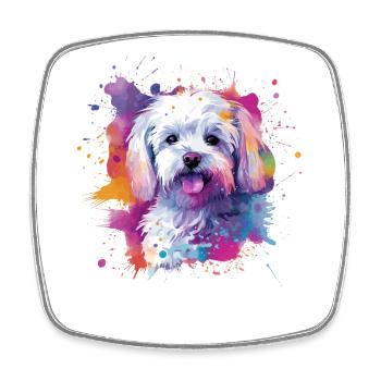 Maltesische bunte Hunde-Splash-Kunst - Viereckiger Kühlschrankmagnet - Weiß - Vorne