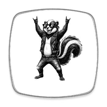 Heavy Metal Rocker Hard Rock Musique Skunk Son - Magnet carré - blanc - Devant