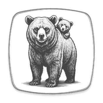 Bears Dad Baby Bear Young Father Child Son Daughter - Square fridge magnet - white - Front