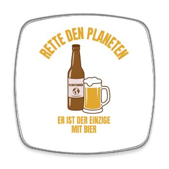 Rette Wasser Trink Bier Shirt Lustig - Viereckiger Kühlschrankmagnet - Weiß - Vorne