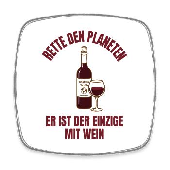 Rette Wasser Trink Wein Shirt Lustig - Viereckiger Kühlschrankmagnet - Weiß - Vorne