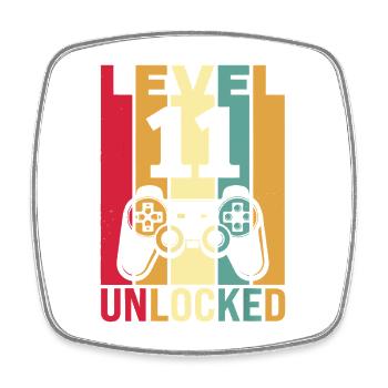 Level Up, freigeschalteter Retro-Controller - Viereckiger Kühlschrankmagnet - Weiß - Vorne