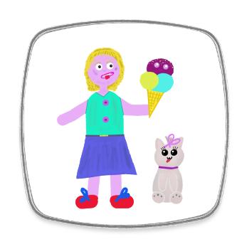 Eiscreme-Mädchen Eiscreme Eiswaffel Eis - Square fridge magnet - white - Front
