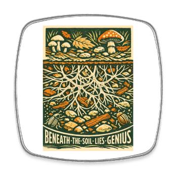 Génie souterrain | Mycologie du mycélium - Magnet carré - blanc - Devant