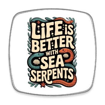Mieux avec les serpents de mer | Mythe de l’océan - Magnet carré - blanc - Devant