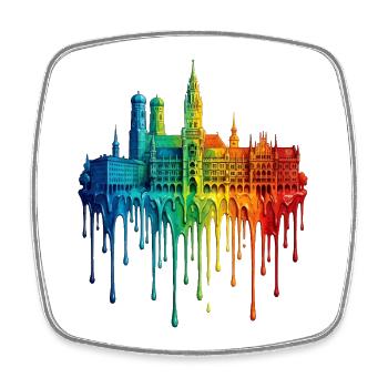 Munich mit farbenfroh verlaufender Farbe - Viereckiger Kühlschrankmagnet - Weiß - Vorne