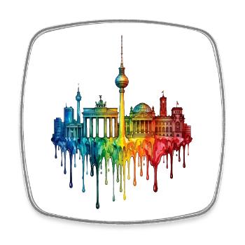 Berlin mit farbenfroh verlaufender Farbe - Viereckiger Kühlschrankmagnet - Weiß - Vorne