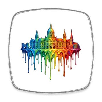 Hanover with colorful gradient color - Square fridge magnet - white - Front