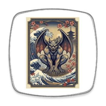 Gargoyle in Japanese wave style - Square fridge magnet - white - Front