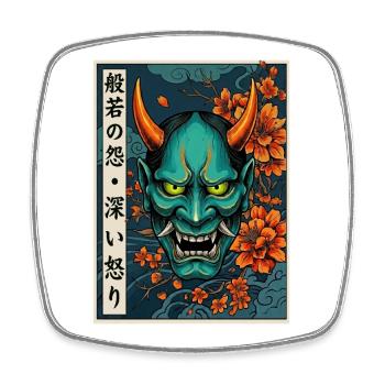 Hannya-Yōkai Dämon Oni - Viereckiger Kühlschrankmagnet - Weiß - Vorne