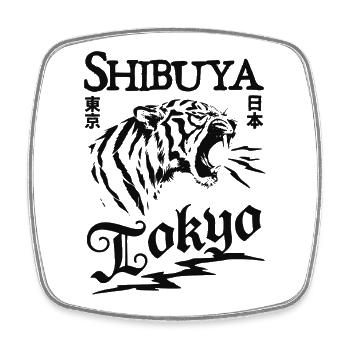 Shibuya Tokyo Tiger - Viereckiger Kühlschrankmagnet - Weiß - Vorne