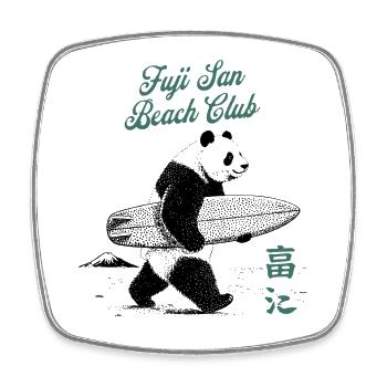 Fuji San Surf Club Panda - Viereckiger Kühlschrankmagnet - Weiß - Vorne