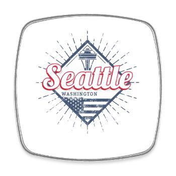 Seattle in Washington United States Souvenir - Square fridge magnet - white - Front
