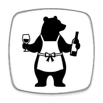 Bear Wine Lover - Square fridge magnet - white - Front