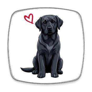 Labrador noir, Labrador noir - Magnet carré - blanc - Devant