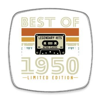 1950's Vintage Retro Birthday Gift - Square fridge magnet - white - Front