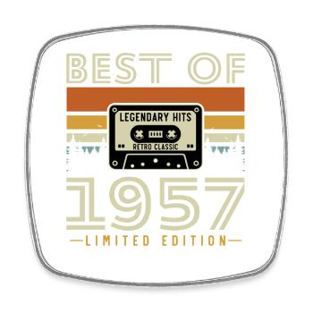 1957 Vintage Retro Birthday Gift - Square fridge magnet - white - Front