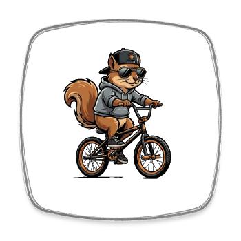Cooles BMX Eichhörnchen mit Cap und Hoodie - Viereckiger Kühlschrankmagnet - Weiß - Vorne
