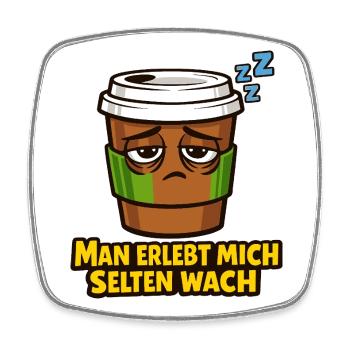Schläfriger Kaffee Spruch - Viereckiger Kühlschrankmagnet - Weiß - Vorne
