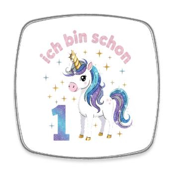 1. Geburtstag Einhorn Mädchen Ich bin schon 1 - Viereckiger Kühlschrankmagnet - Weiß - Vorne