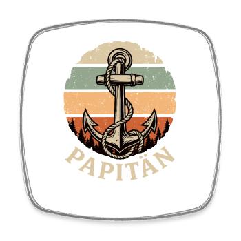 Papitän Shirt Papa Anker Geschenk Vatertag Retro - Viereckiger Kühlschrankmagnet - Weiß - Vorne
