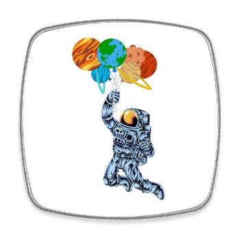 Astronaut Planet Balloons Shirt - Viereckiger Kühlschrankmagnet - Weiß - Vorne