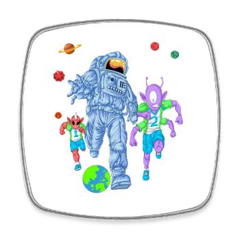 Astronaut Alien Fußballshirt - Viereckiger Kühlschrankmagnet - Weiß - Vorne