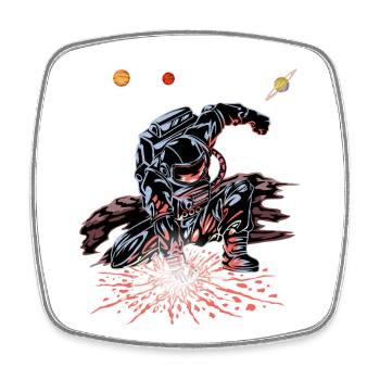 Astronaut Punch Galaxy Shirt - Square fridge magnet - white - Front
