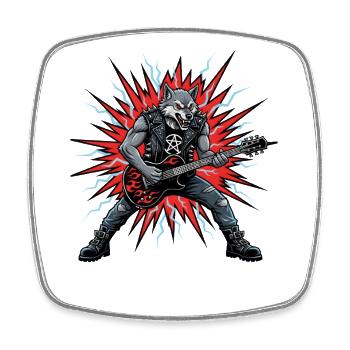 Heavy Metal Rock Musik Wolf Musiker Band Festival - Viereckiger Kühlschrankmagnet - Weiß - Vorne