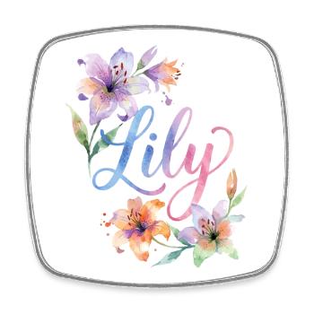 Lily Watercolor Flowers - Square fridge magnet - white - Front