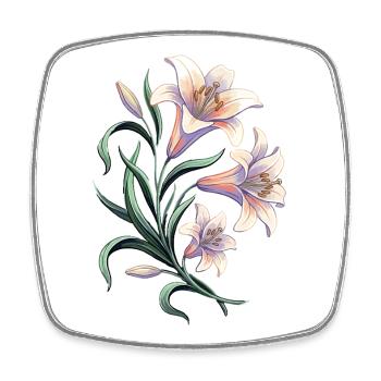 Motif vintage des Fleurs de Nénuphar - Magnet carré - blanc - Devant
