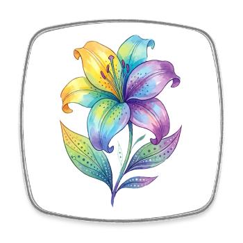 Rainbow Lily Watercolor Painting - Square fridge magnet - white - Front